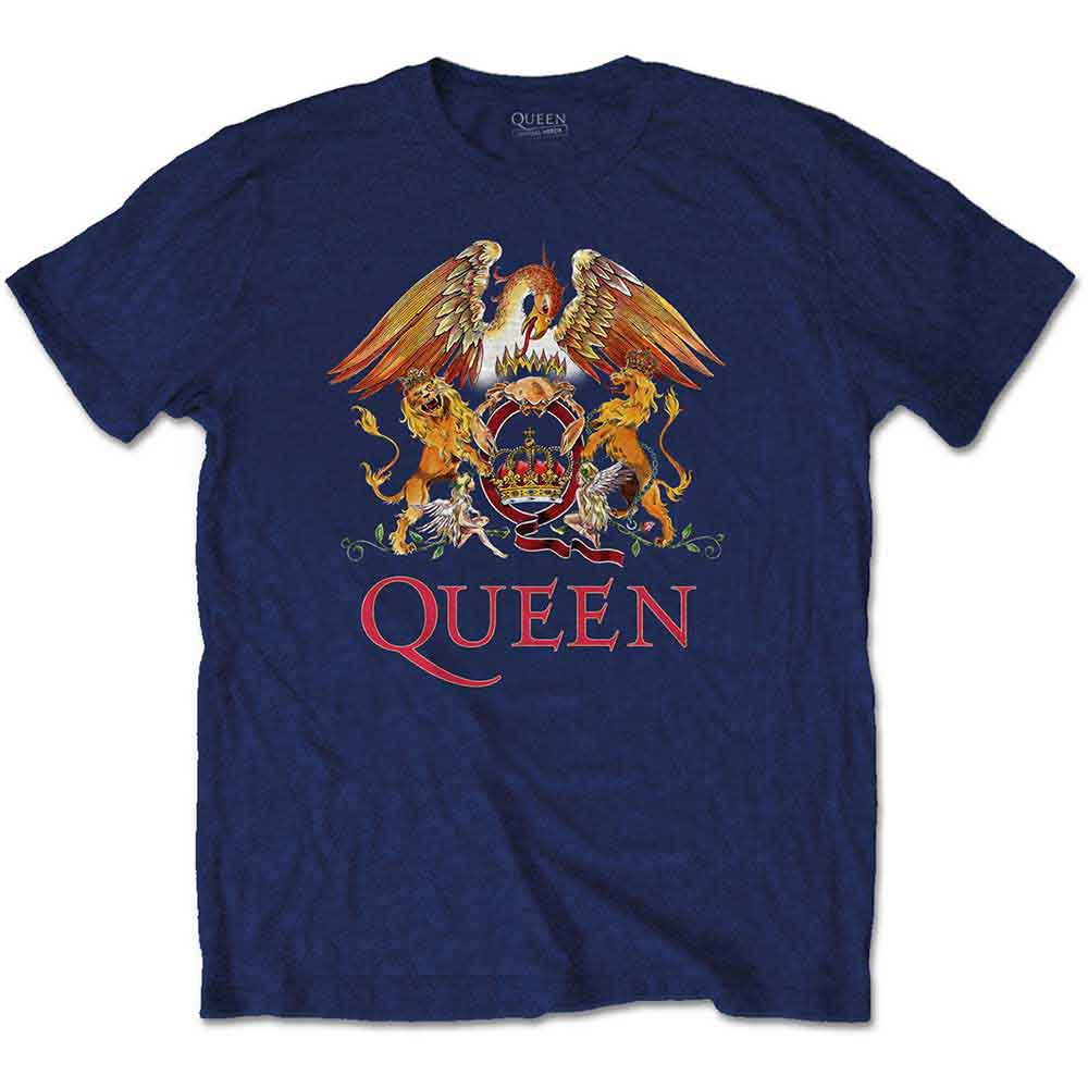 Queen Kids T-Shirt: Classic Crest (Navy Blue)