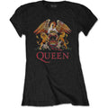 Queen Ladies T-Shirt: Classic Crest (Black)