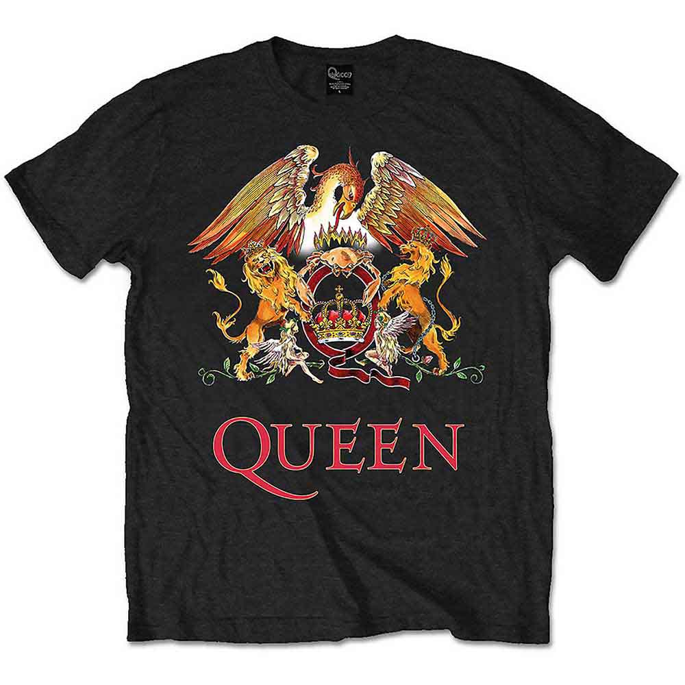 Queen Unisex T-Shirt: Classic Crest (Black)