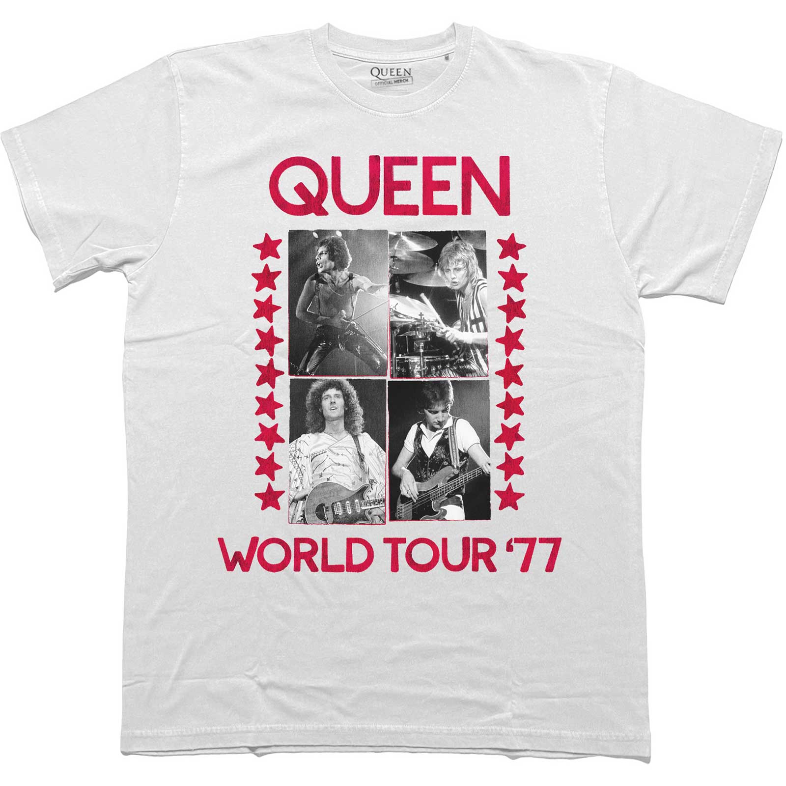 Queen Unisex T-Shirt: World Tour 77 (White)