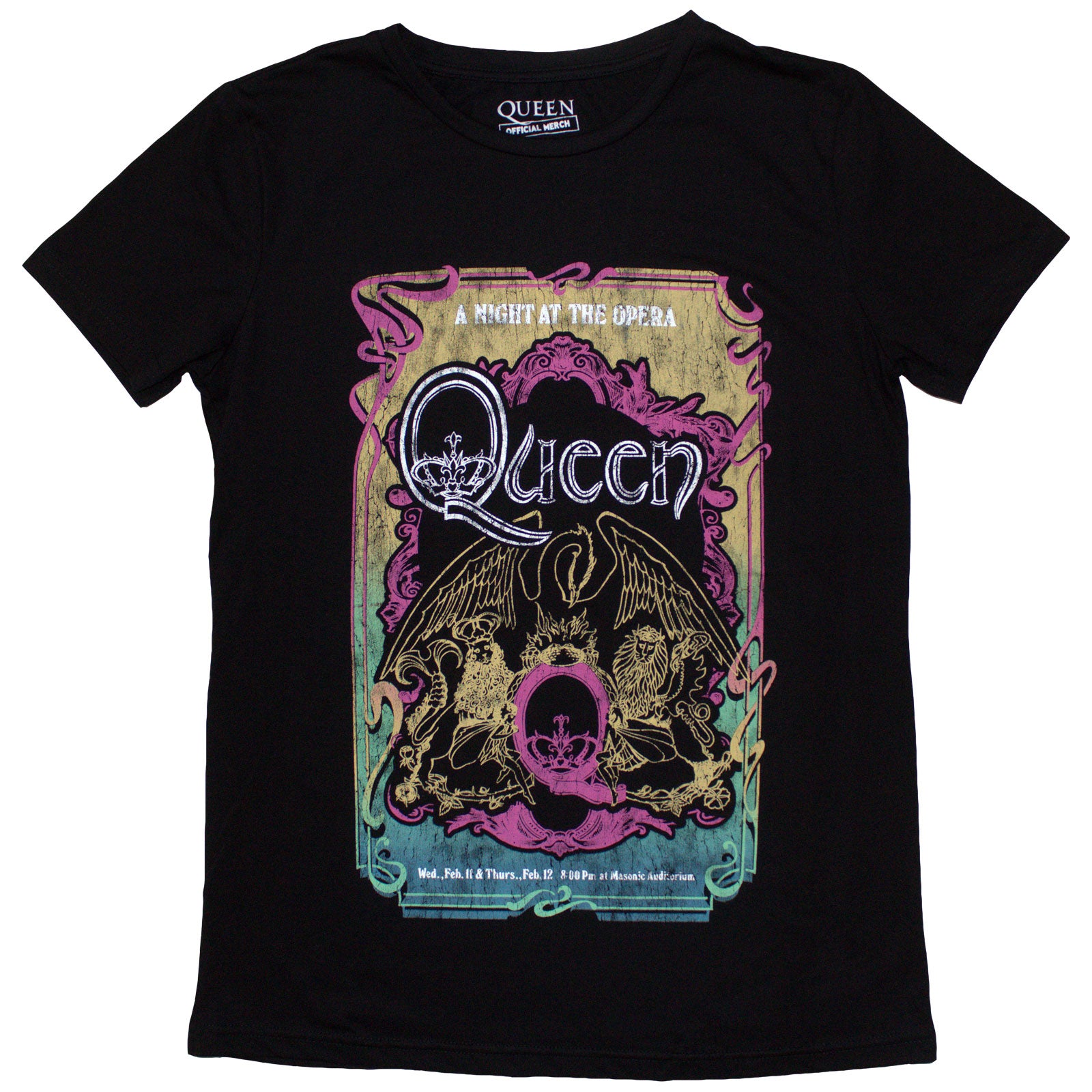 Queen Ladies T-Shirt: A Night At The Opera Tour '76 (Black)