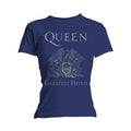 Queen Ladies T-Shirt: Greatest Hits II (Blue) (Skinny Fit)