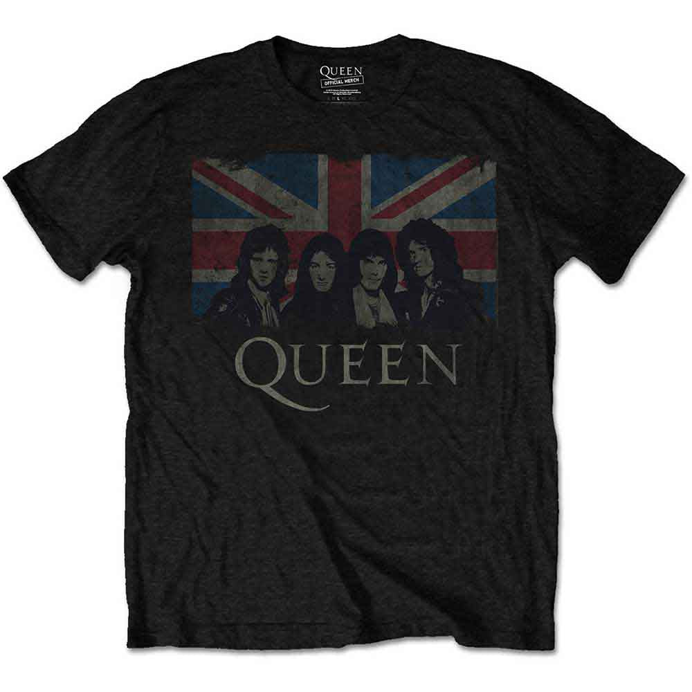 Queen Kids T-Shirt: Vintage Union Jack (Black)