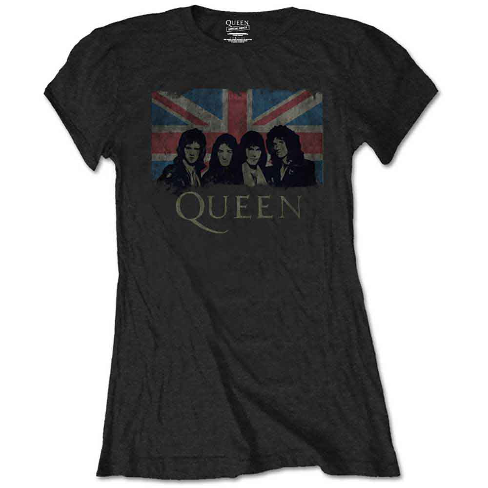 Queen Ladies T-Shirt: Union Jack (Black)