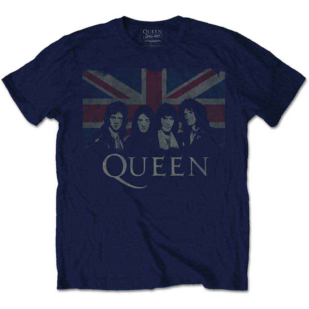 Queen Unisex T-Shirt: Vintage Union Jack (Navy Blue)