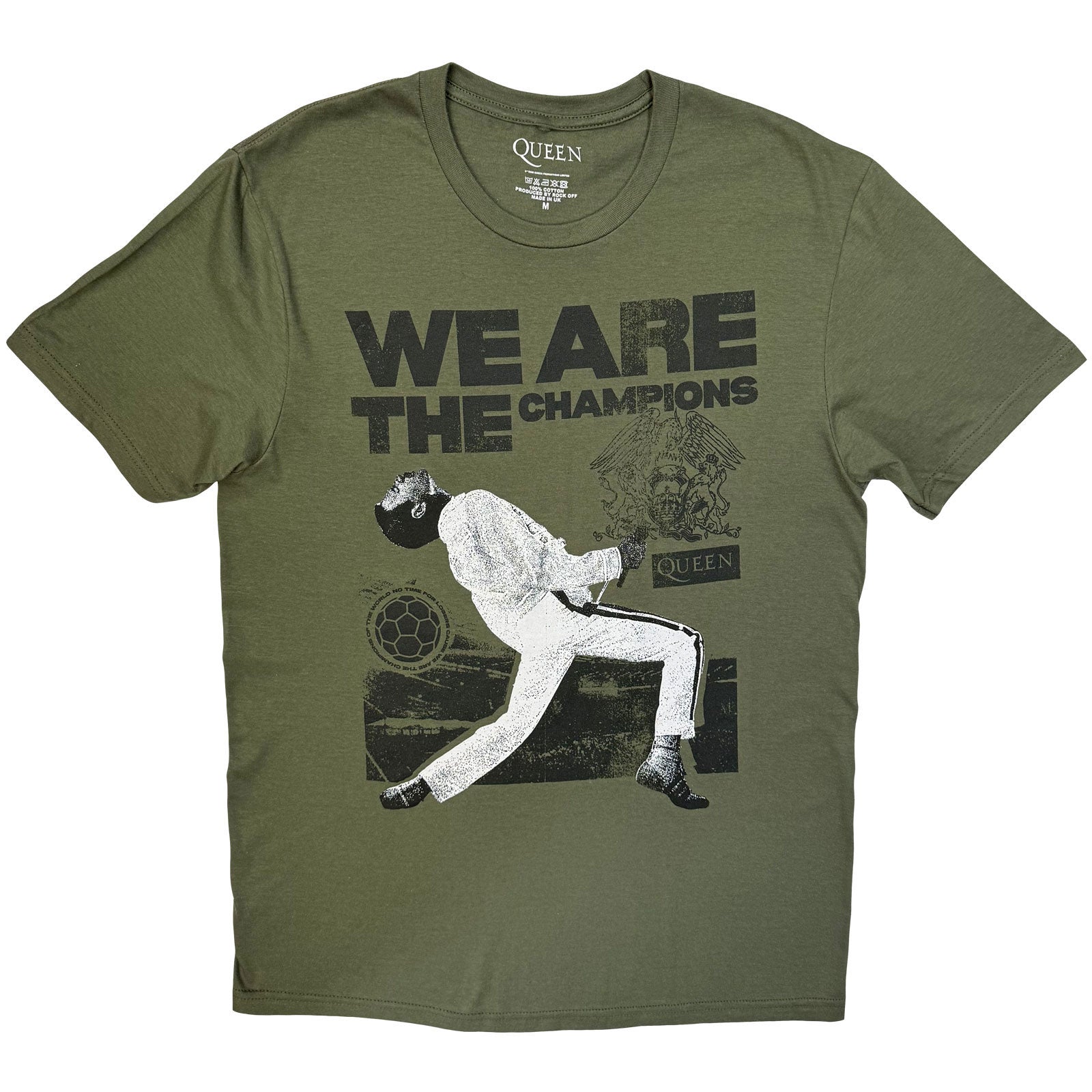 Queen Unisex T-Shirt: Champions Stage (Khaki Green)