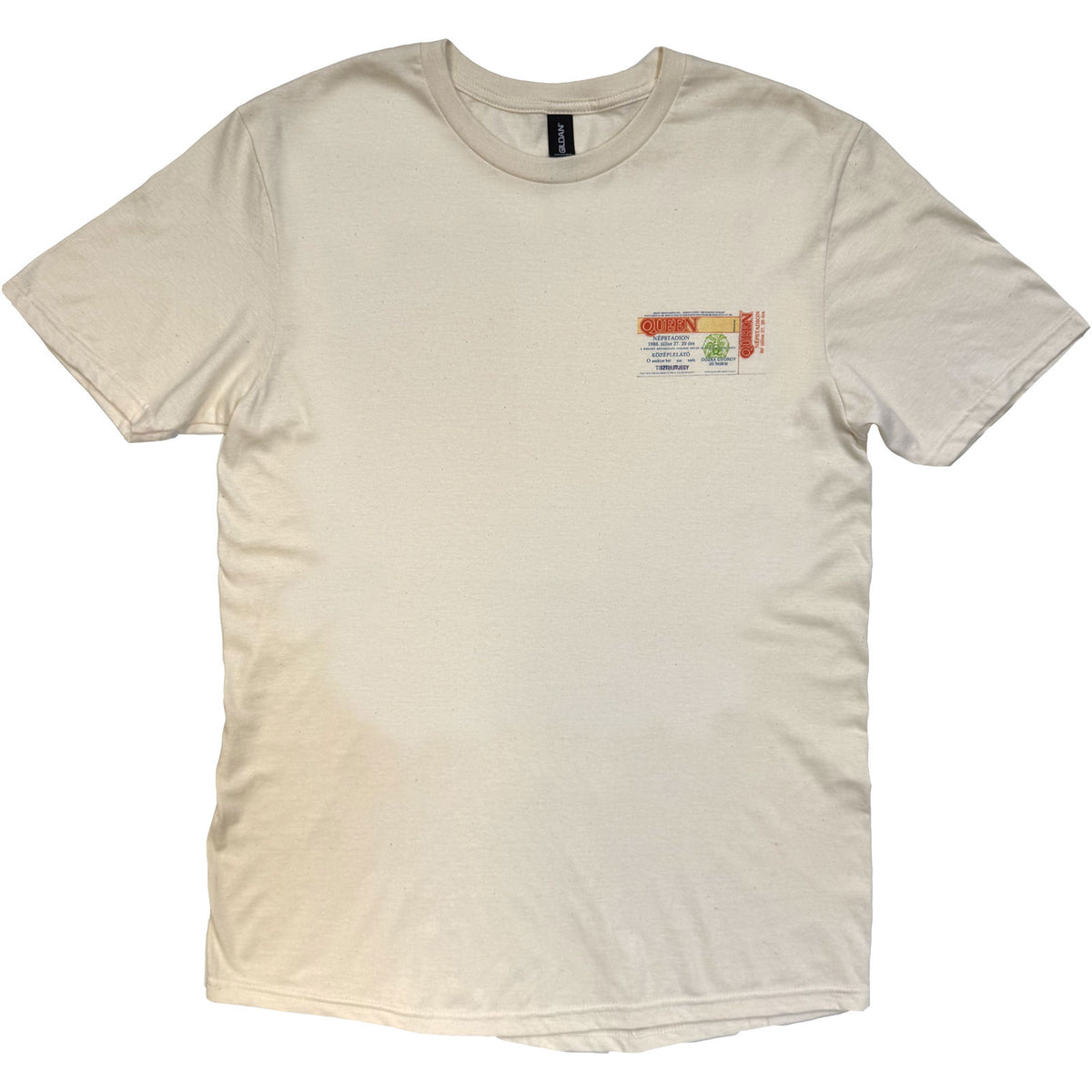 Queen Unisex T-Shirt: Budapest Ticket (Natural) (Back Print)