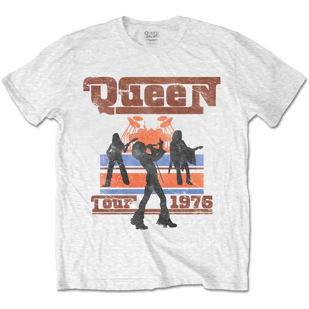 Queen Unisex T-Shirt: 1976 Tour Silhouettes (White)