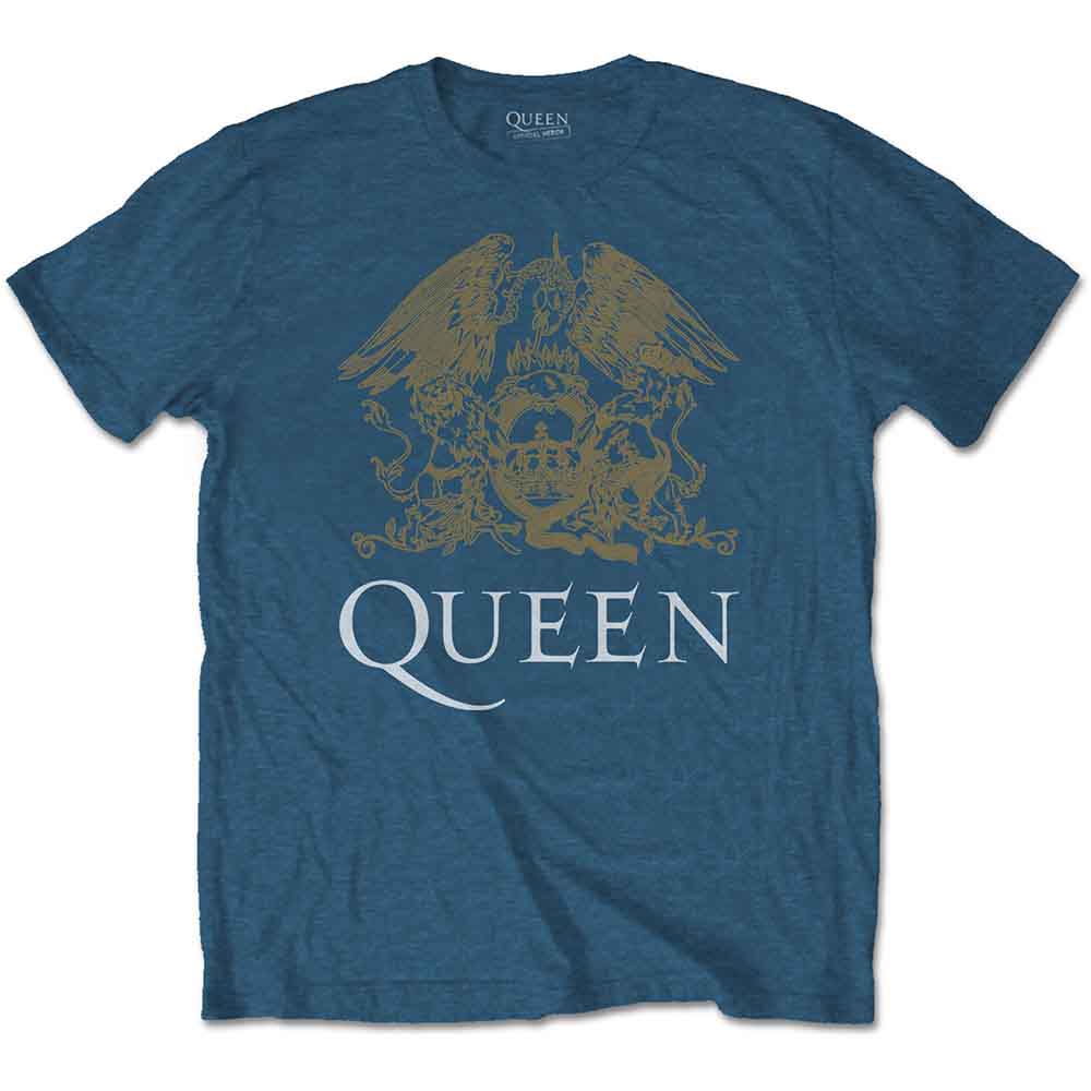Queen Unisex T-Shirt: Crest (Indigo Blue)