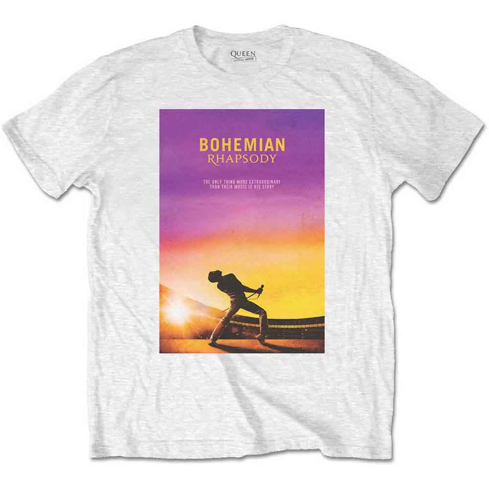 Queen Unisex T-Shirt: Bohemian Rhapsody (White) (Back Print)