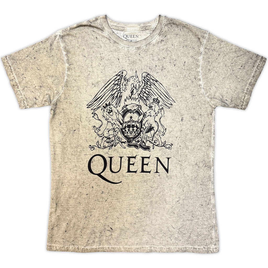Queen Unisex T-Shirt: Crest (Dip-Dye On White) (Wash Collection)