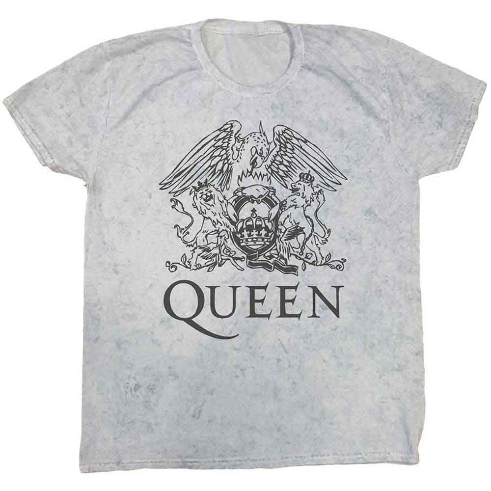 Queen Unisex T-Shirt: Crest (Dip-Dye On White) (Wash Collection)
