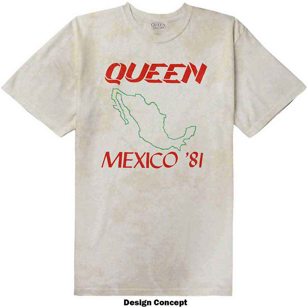 Queen Unisex T-Shirt: Mexico '81 (Sand) (Wash Collection)