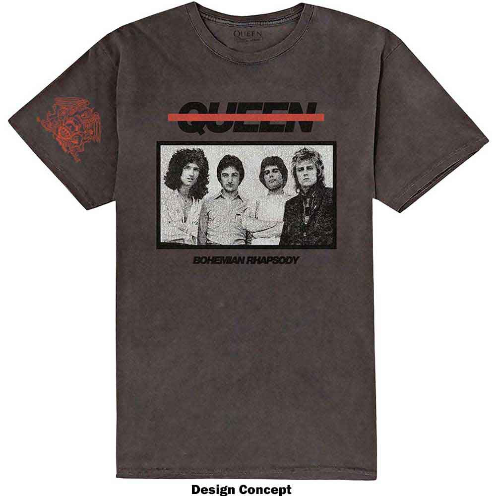 Queen Unisex T-Shirt: Bo Rhap Photo (Black) (Wash Collection)