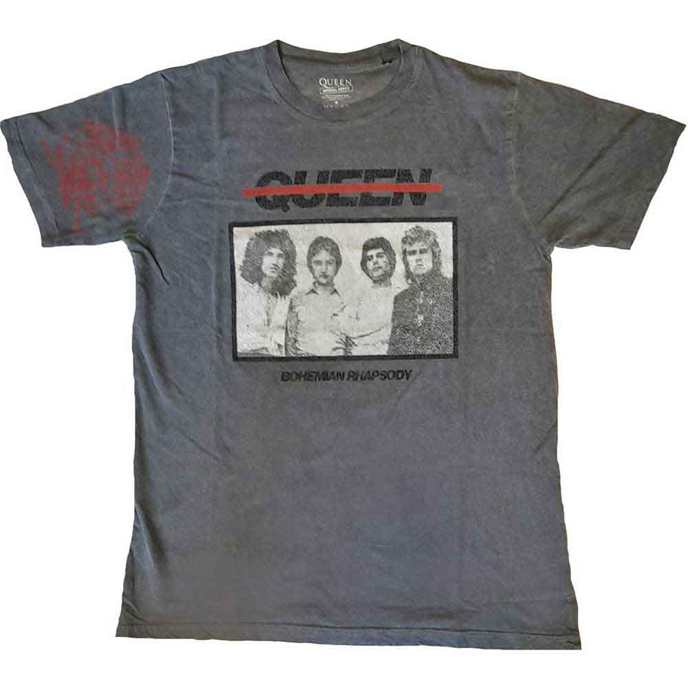 Queen Unisex T-Shirt: Bo Rhap Photo (Black) (Wash Collection)