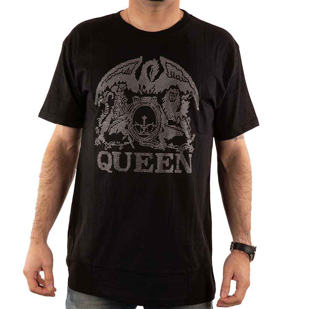 Queen Unisex T-Shirt: Crest (Black) (Embellished)