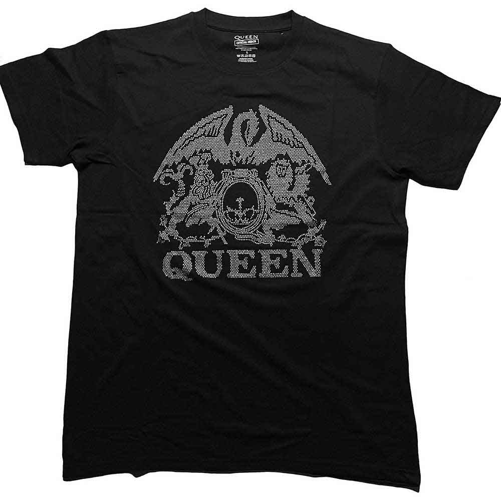 Queen Unisex T-Shirt: Crest (Black) (Embellished)