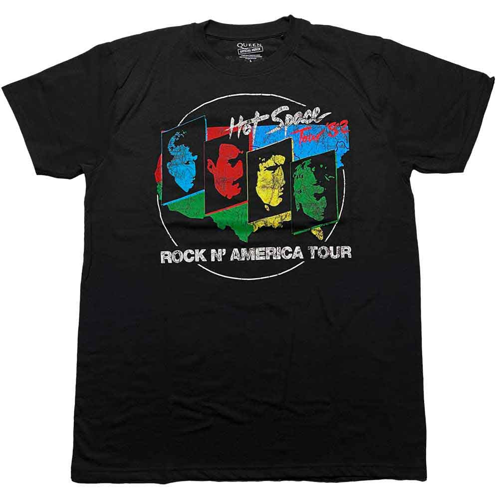 Queen Unisex T-Shirt: Hot Space Tour '82 (Black) (Back Print)