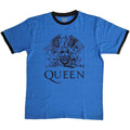 Queen Unisex Ringer T-Shirt: Crest Logo (Blue)