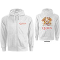 Queen Ladies Zipped Hoodie: Classic Crest (White) (Back Print)