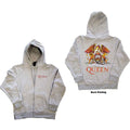 Queen Unisex Zipped Hoodie: Classic Crest (Ash Grey) (Back Print)