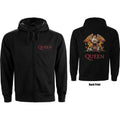 Queen Unisex Zipped Hoodie: Classic Crest (Black) (Back Print)