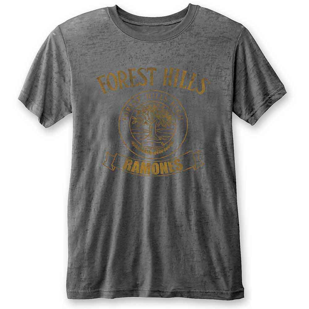 Ramones Unisex Burnout T-Shirt: Forest Hills (Charcoal Grey)