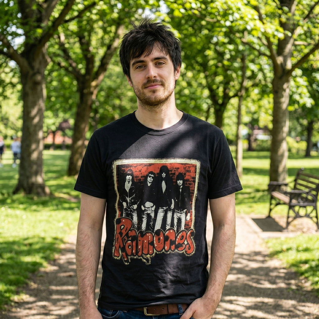 Ramones Unisex Premium Carbon T-Shirt: Graffiti (Black)