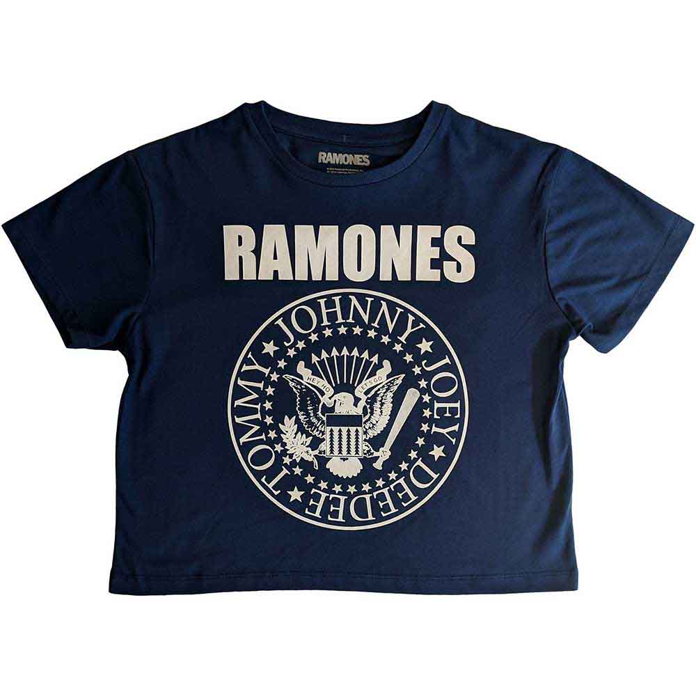Ramones Ladies Crop Top: Presidential Seal (Denim Blue)