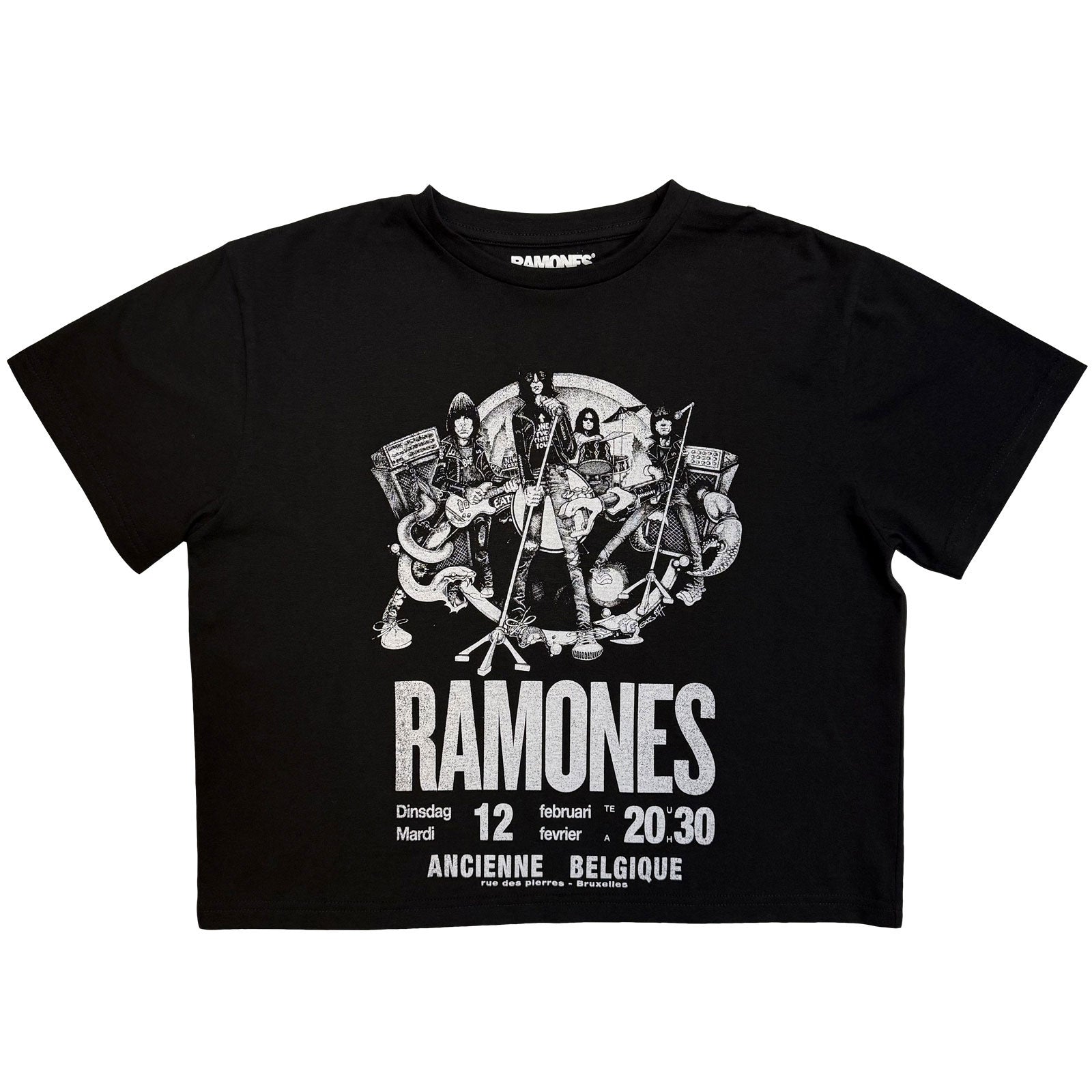 Ramones Ladies Crop Top: Belgique (Black)