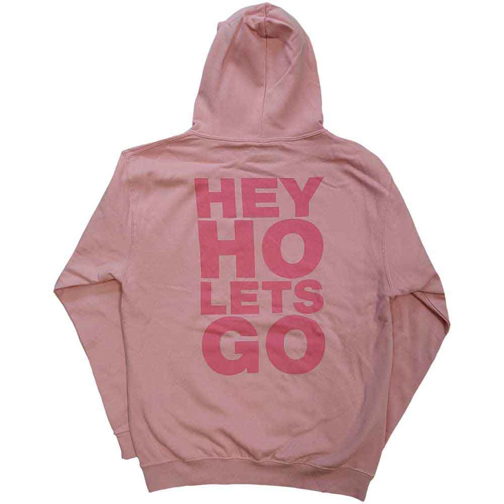 Ramones Unisex Pullover Hoodie: Pink Hey Ho Seal (Pink) (Back Print)