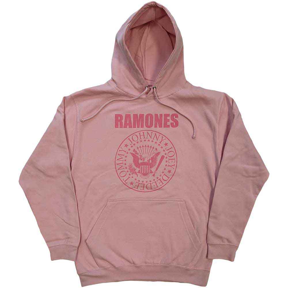 Ramones Unisex Pullover Hoodie: Pink Hey Ho Seal (Pink) (Back Print)