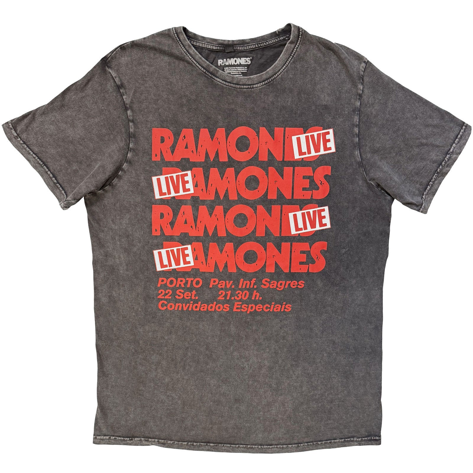 Ramones Unisex Stone Wash T-Shirt: Concert (Charcoal Grey)