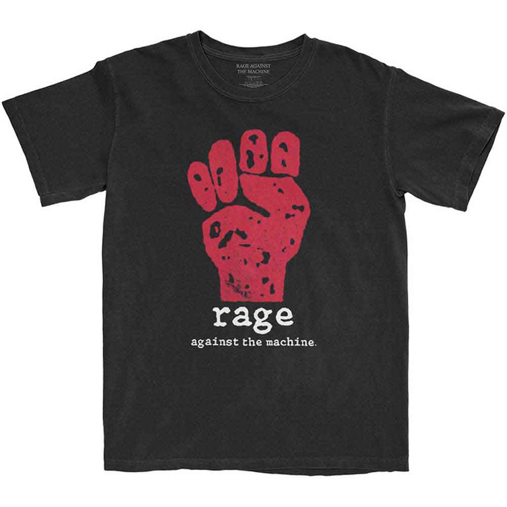 Rage Against The Machine Unisex T-Shirt: Red Fist (Black) (Back Print)