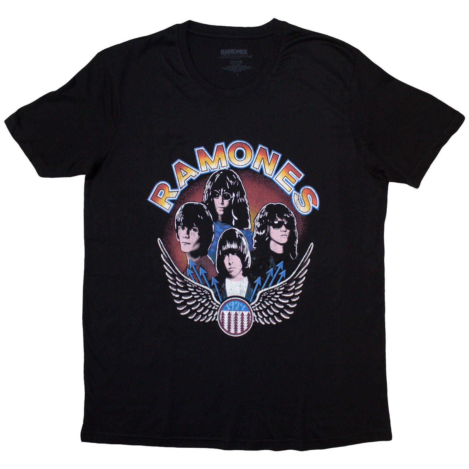 Ramones Ladies T-Shirt: Vintage Wings Photo (Black)