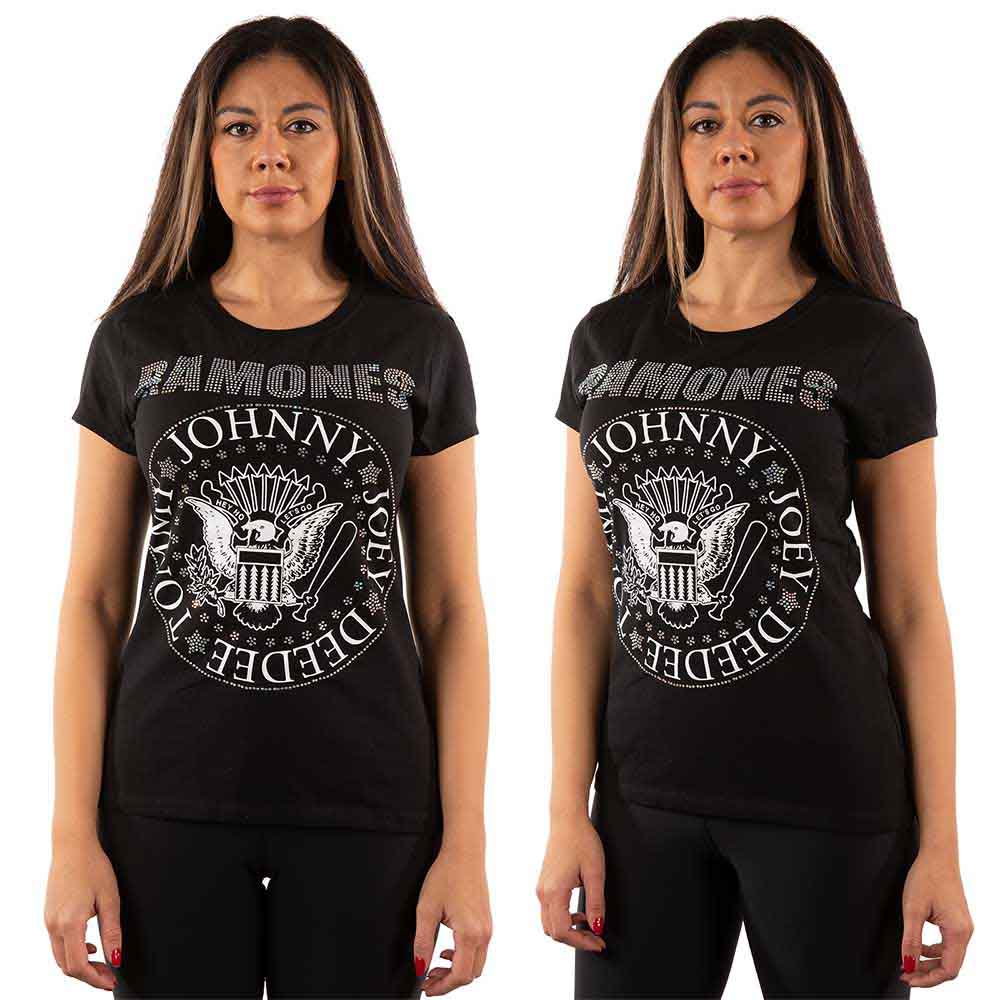 Ramones Ladies T-Shirt: Presidential Seal (Black) (Embellished)