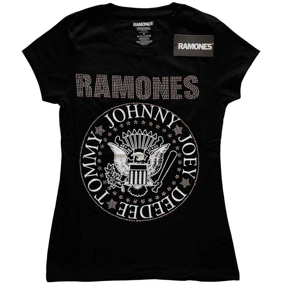 Ramones Ladies T-Shirt: Presidential Seal (Black) (Embellished)