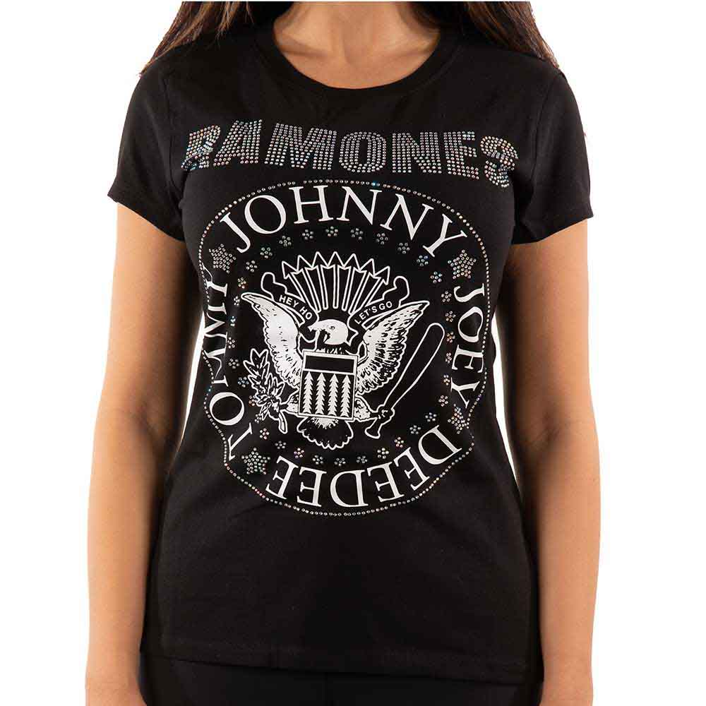 Ramones Ladies T-Shirt: Presidential Seal (Black) (Embellished)