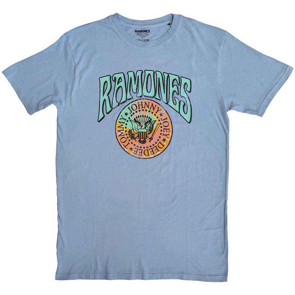 Ramones Unisex T-Shirt: Crest Psych (Light Blue)