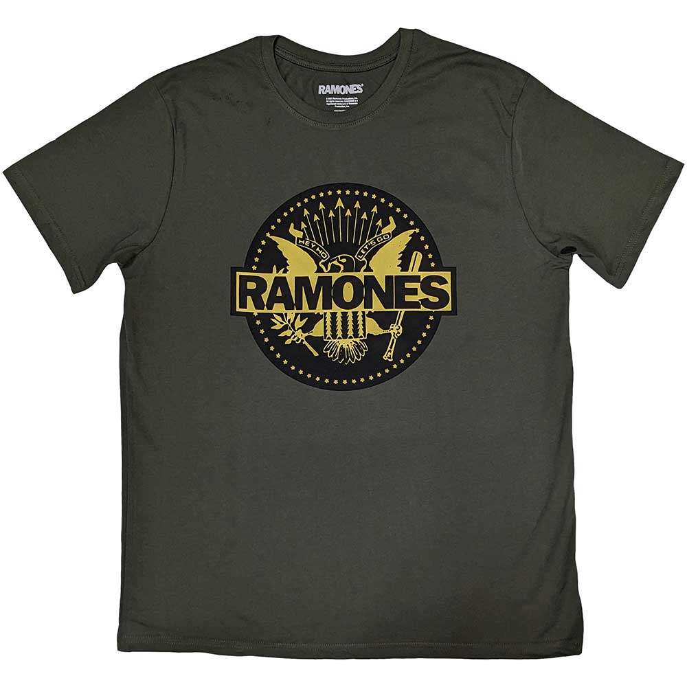 Ramones Unisex T-Shirt: Gold Seal (Green)
