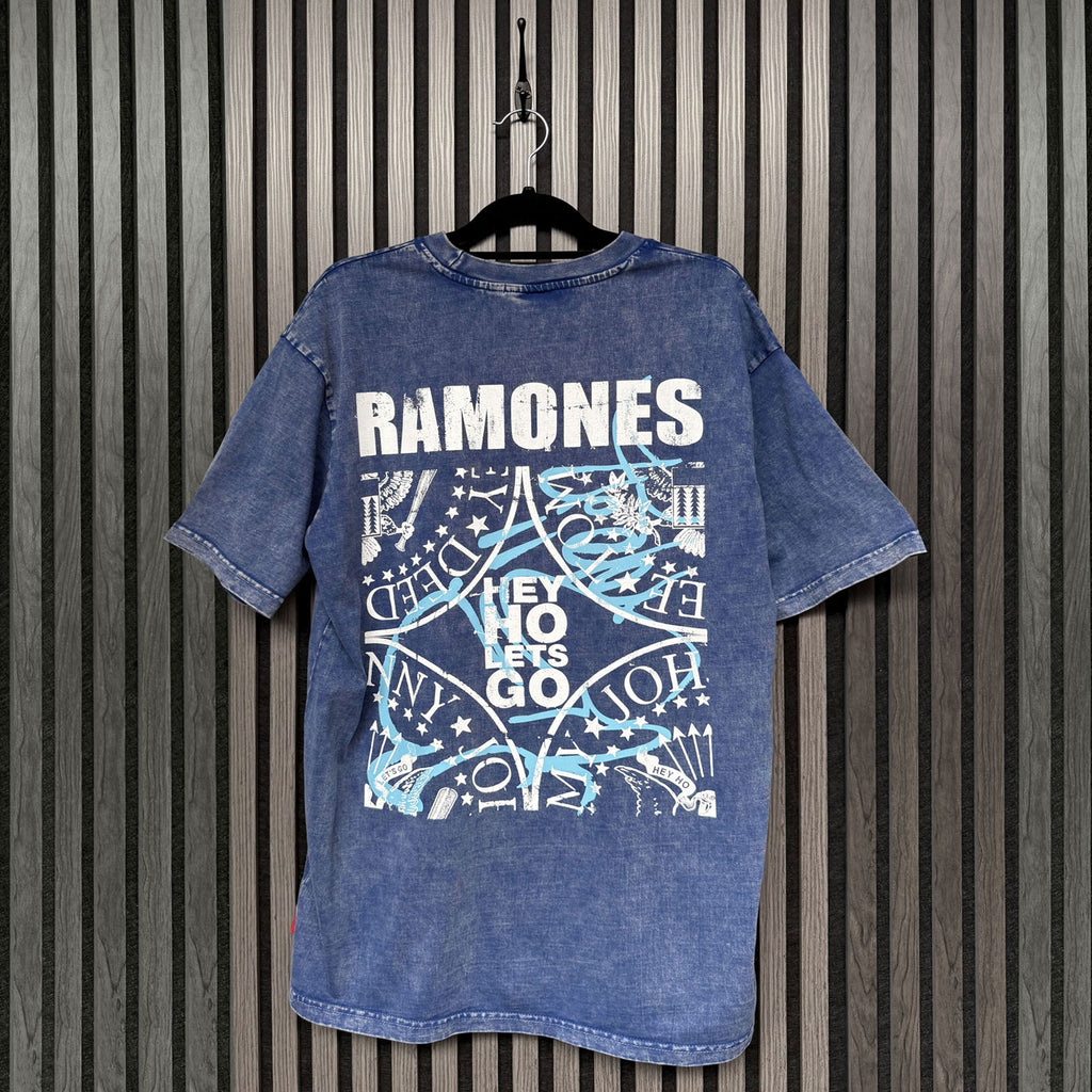 Ramones Unisex Unplugged T-Shirt: Presidential Seal Wash (Blue) (Back Print)
