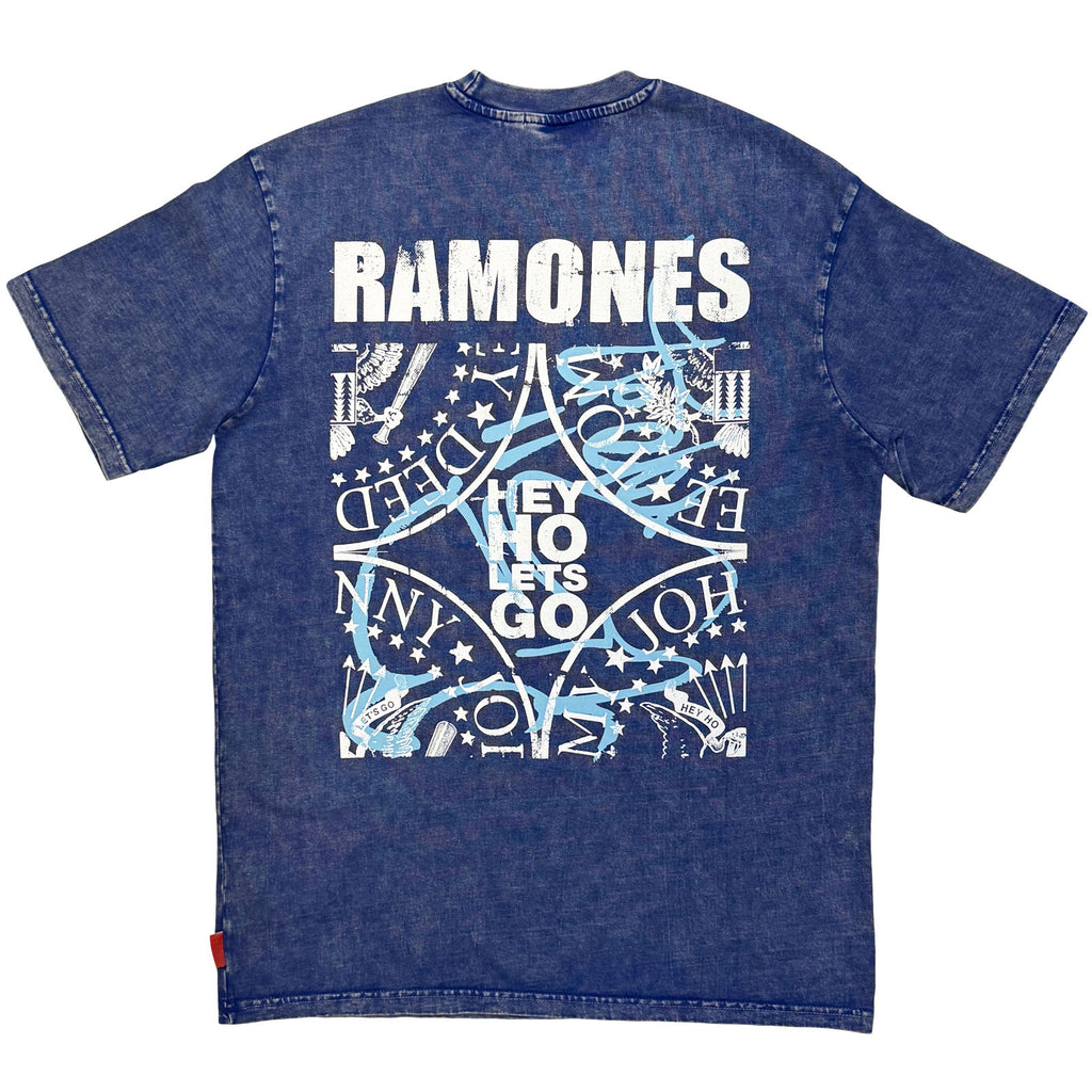 Ramones Unisex Unplugged T-Shirt: Presidential Seal Wash (Blue) (Back Print)