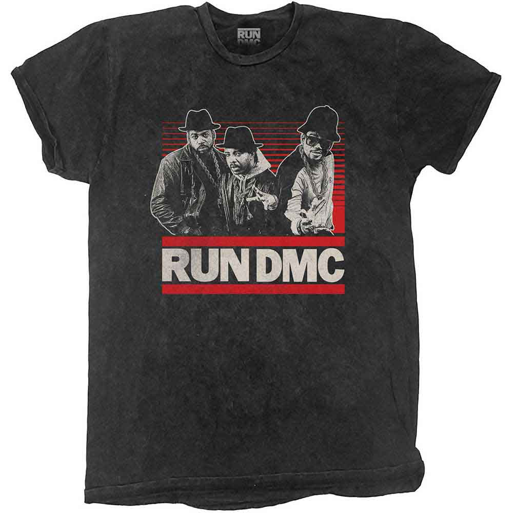 Run DMC Unisex T-Shirt: Gradient Bars (Dip-Dye On Black) (Wash Collection)