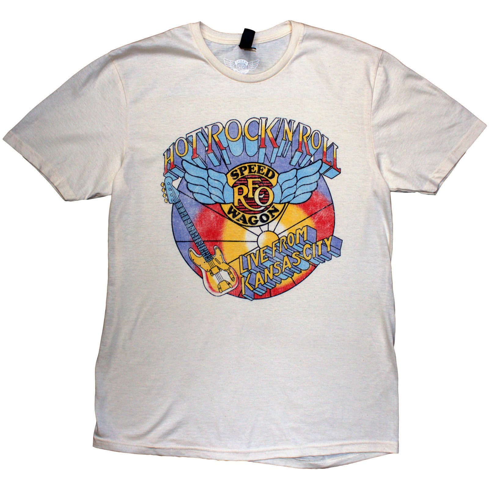 REO Speedwagon Unisex T-Shirt: Kansas (Natural) (Back Print)