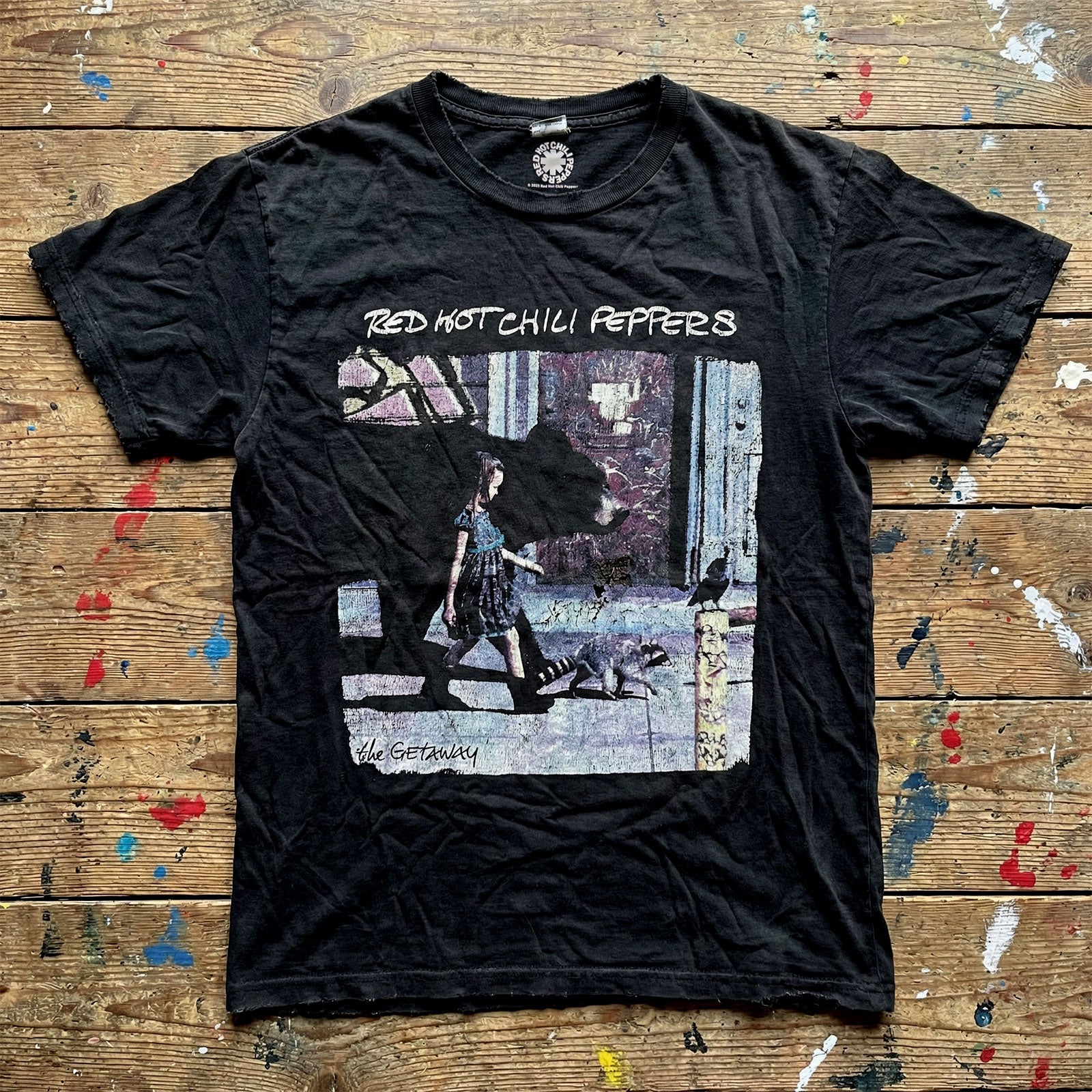 Red Hot Chili Peppers Unisex Premium Carbon T-Shirt: The Getaway Tracklist (Black) (Back Print)