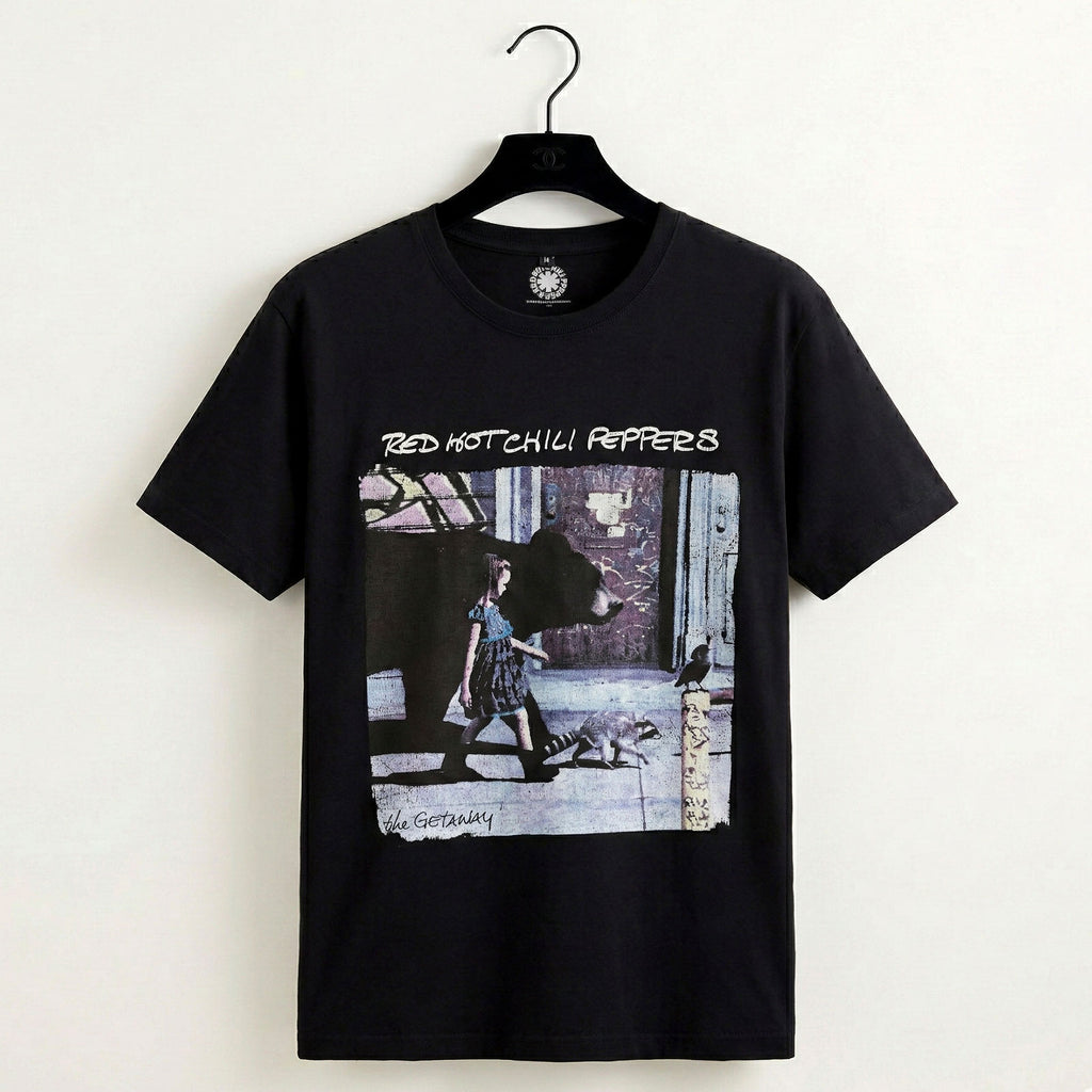Red Hot Chili Peppers Unisex Premium Carbon T-Shirt: The Getaway Tracklist (Black) (Back Print)