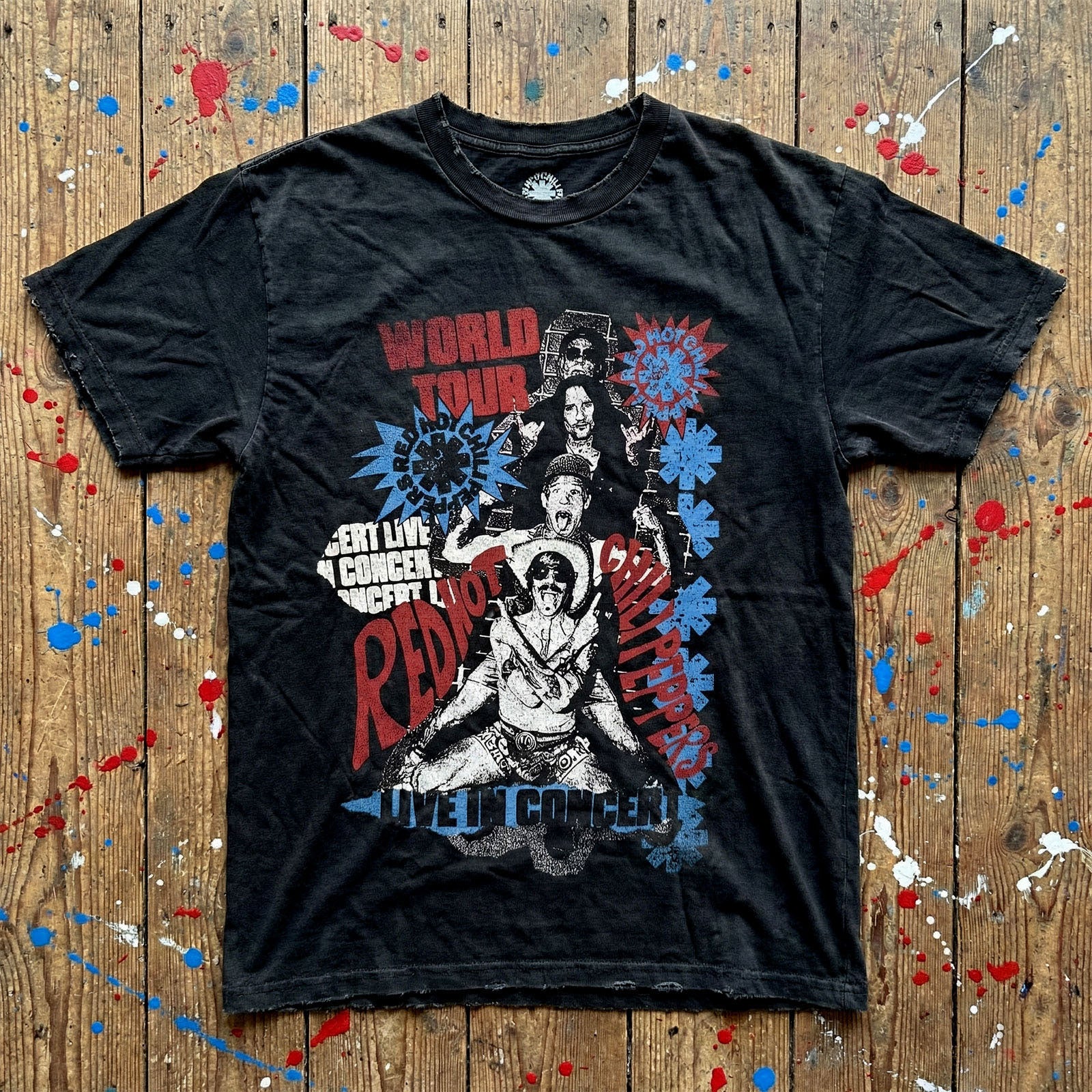 Red Hot Chili Peppers Unisex Premium Carbon T-Shirt: Blood Sugar Sex Magik Tracklist (Black) (Back Print)