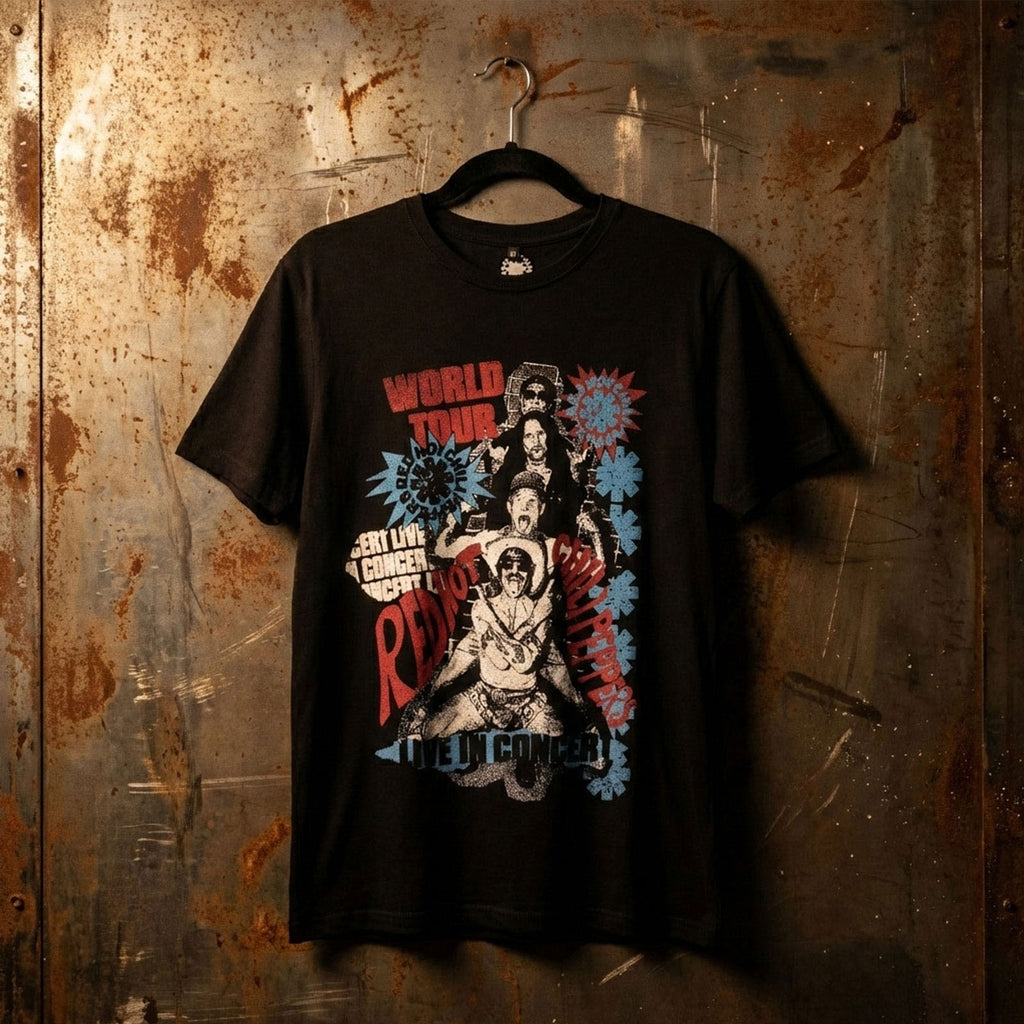 Red Hot Chili Peppers Unisex Premium Carbon T-Shirt: Blood Sugar Sex Magik Tracklist (Black) (Back Print)