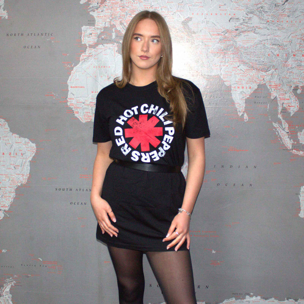 Red Hot Chili Peppers Ladies T-Shirt Dress: Classic Asterisk (Black)