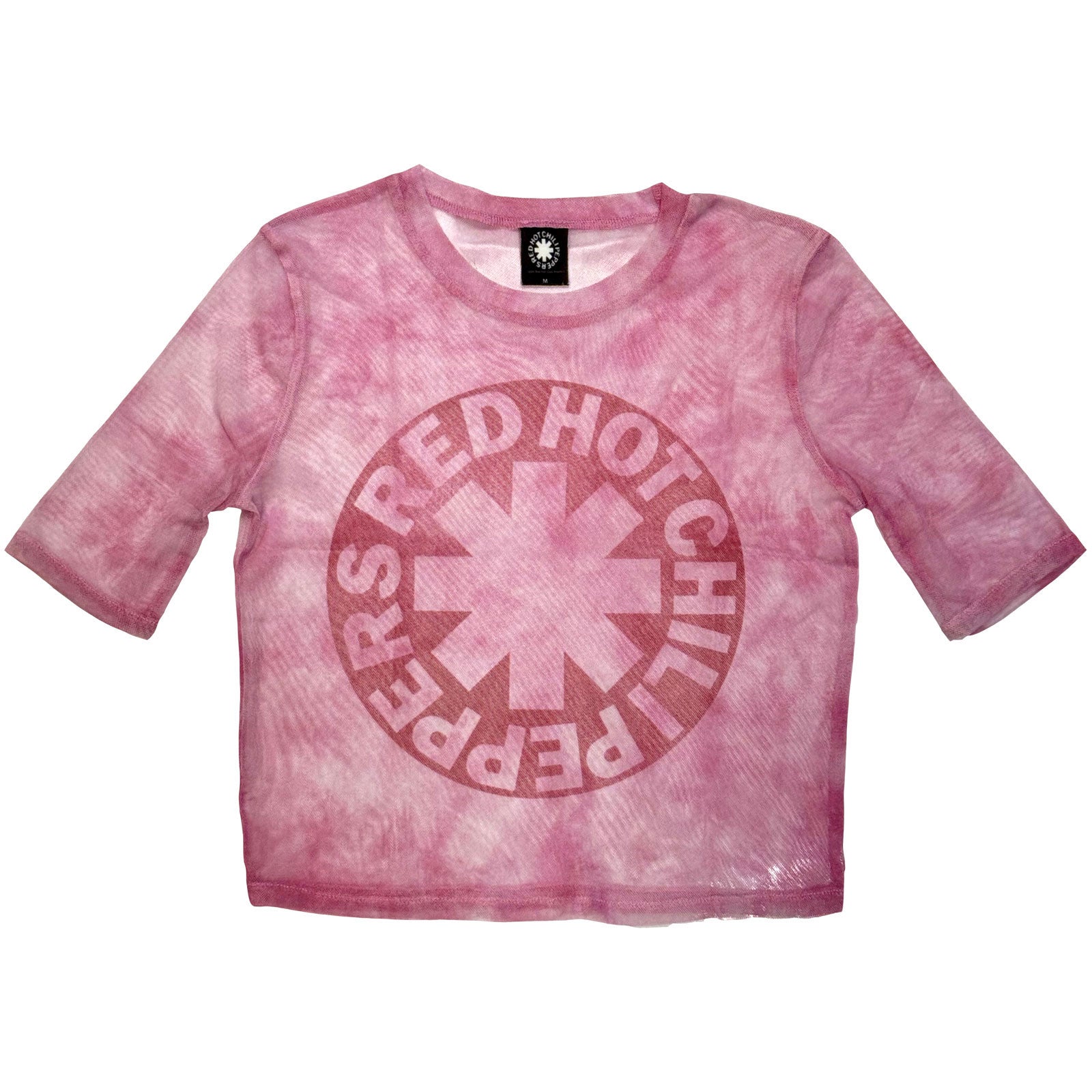 Red Hot Chili Peppers Ladies Mesh Crop Top: Asterisk Circle (Pink)